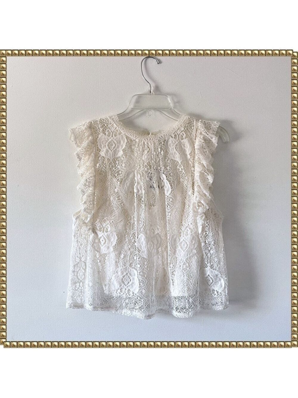 Zara Cream Lace Camisole Top Small